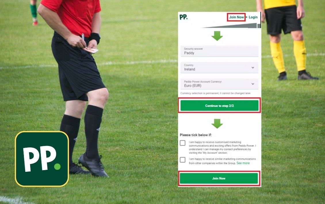 registering on the Paddy power application